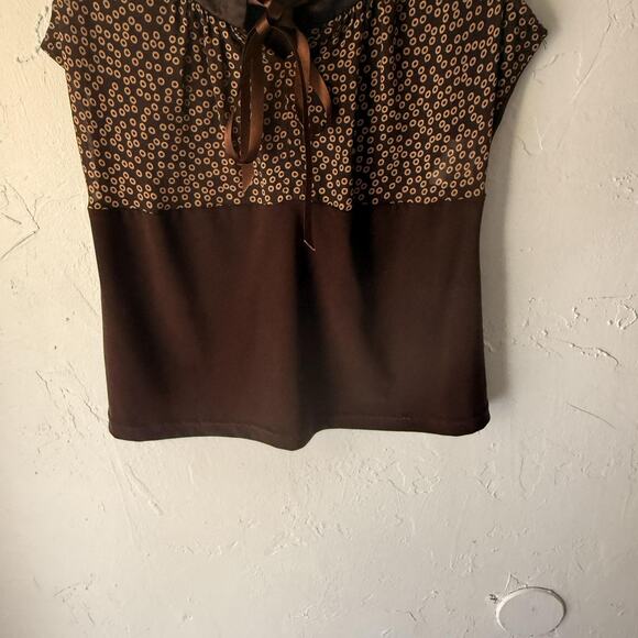 Annah Stretton Vintage Y2k Small Sleeveless Bow Circle Print Babydoll Top - Picture 3 of 8